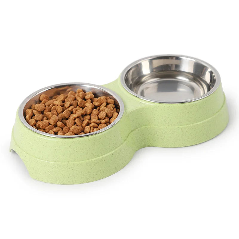 Double Stainless Steel Dog Food/ Water Bowls